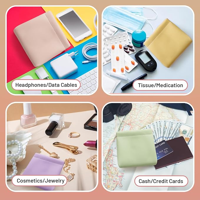 4 Pack 4.7"×4.7" Small Pouches for Purse, Snap Closure Organizer Pouch - Image 5