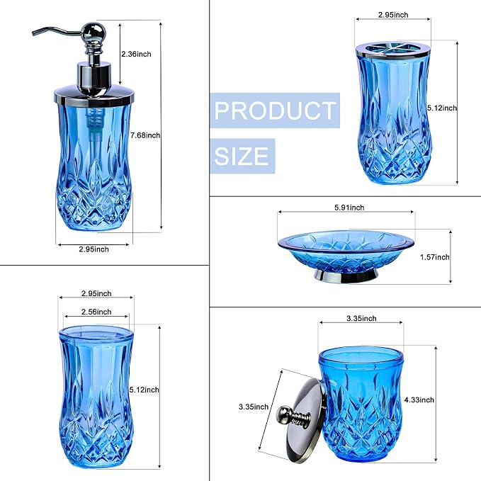Bathroom Accessories Set, Complete Lotion Soap Dispenser, Toothbrush Holder - Image 3