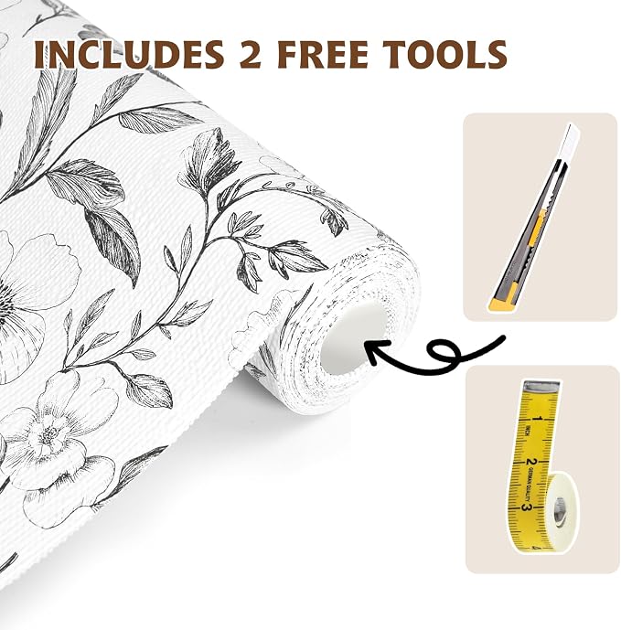 Drawer and Shelf Liner Black Flowers 17in x 20FT, Non Adhesive Anti-Slip Double - Image 3