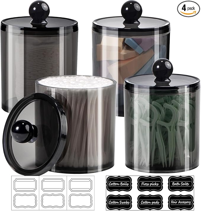SheeChung 4-Pack Black Acrylic Apothecary Jars by SheeChung