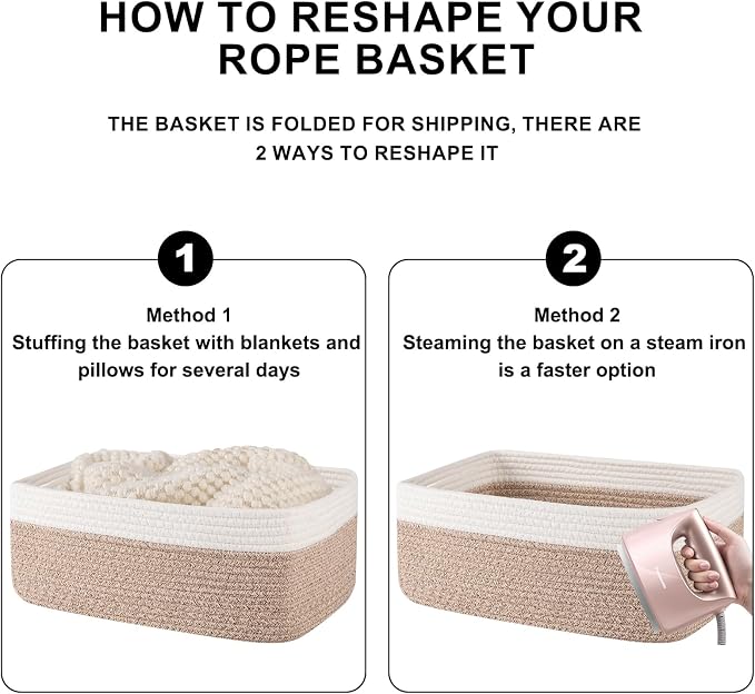 Storage Baskets for Organizing 3 Pack, Woven Baskets for Shelves, Closet - Image 8