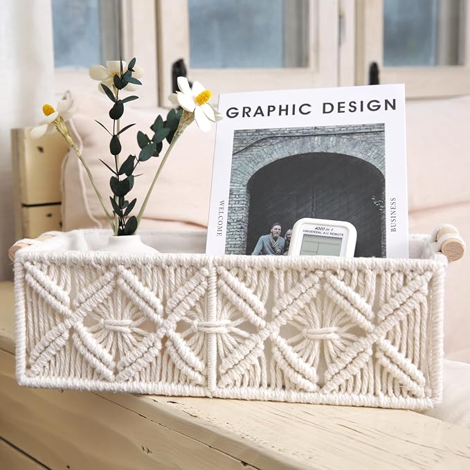 Nonam Macrame Storage Baskets, Boho Decor Style Woven Storage Boxes - Image 6