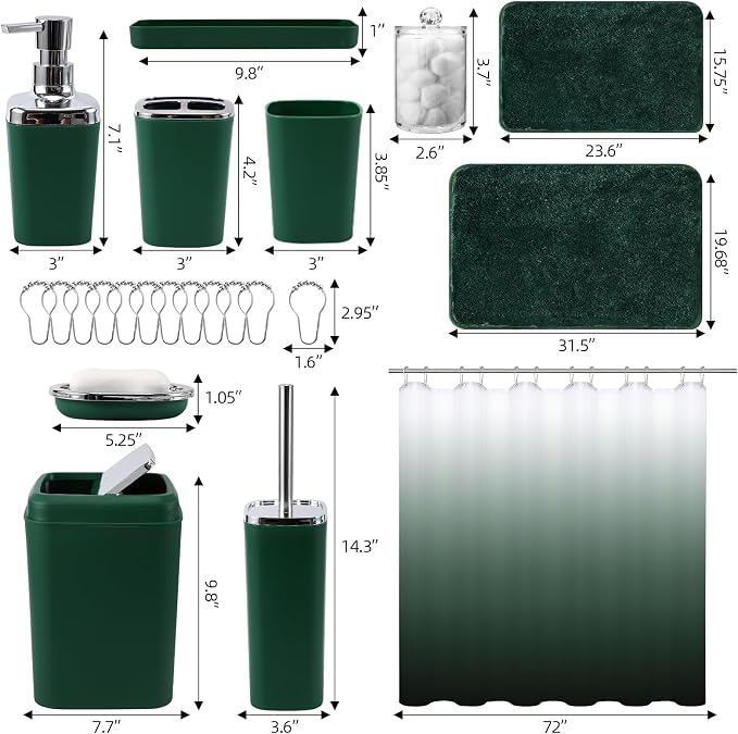 Dark Green Bathroom Accessories Set - Image 9