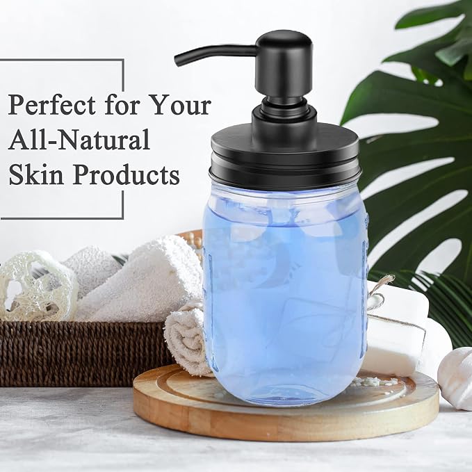 2-Pack Mason Jar Soap Dispenser - 16 oz Thick Clear Glass Soap Dispenser - Image 4