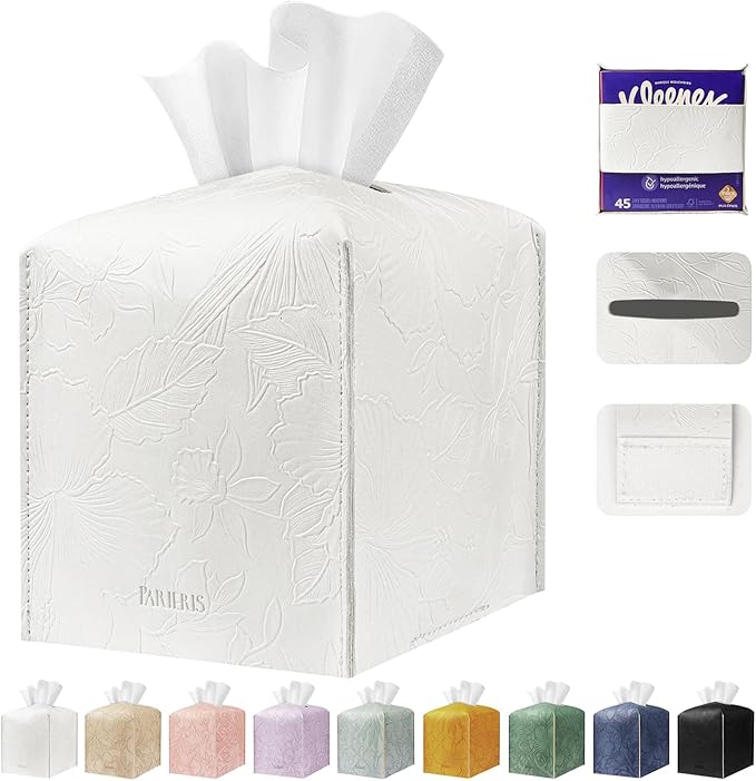 Tissue Box Holder Cover Square Tissue Cube Cover PU Leather Tissue Organizer by DecorateYourHome