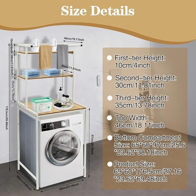 Washer and Dryer Storage Rack, 3 Tier Over The Washer and Dryer Storage Shelf - Image 2