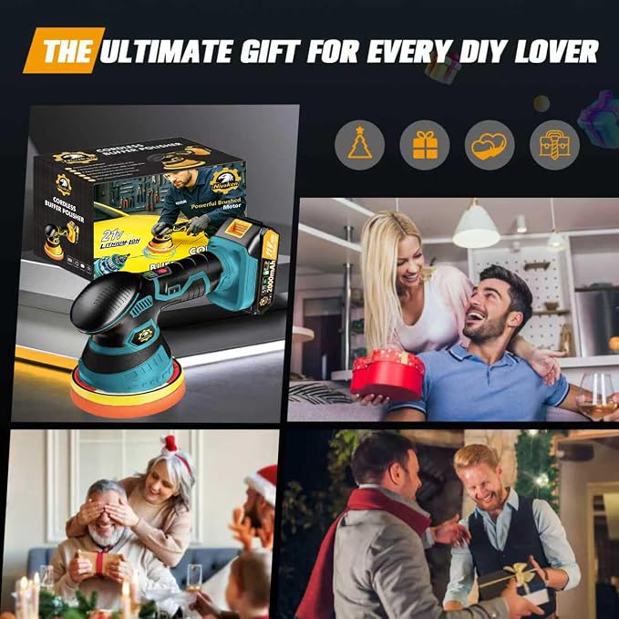 Cordless Car Buffer Polisher kit 6-Speed Orbital Design, LED Display, - Image 9