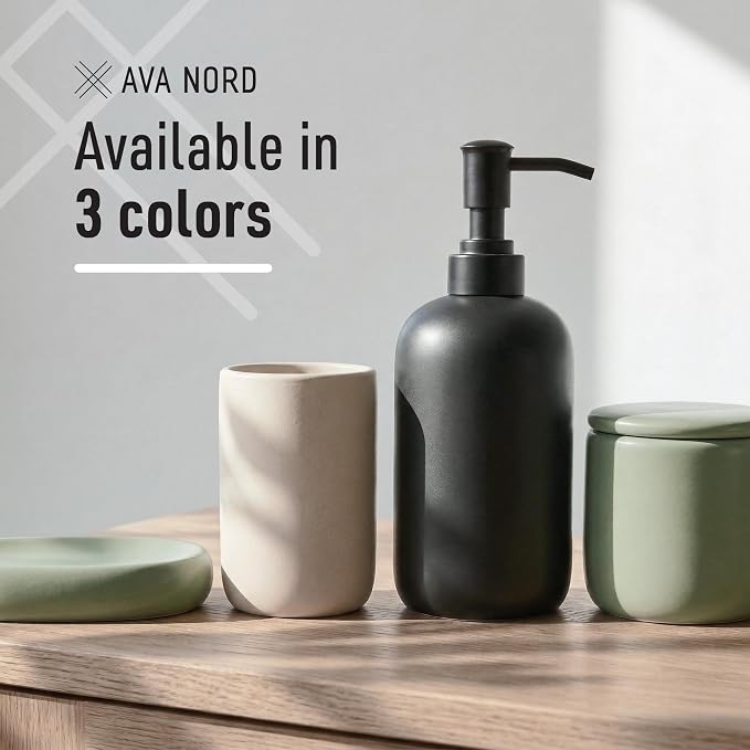 Ceramic Bathroom Accessories Set 4 Pcs – Modern Scandinavian Neutral Bathroom - Image 4