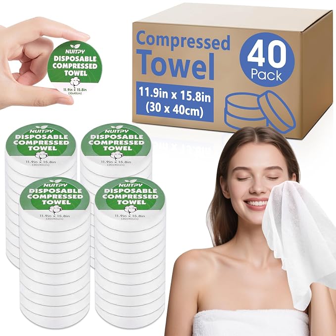 40 Pack Compressed Towel, 11.9in x 15.8in Large Magic Disposable Towel by Unknown
