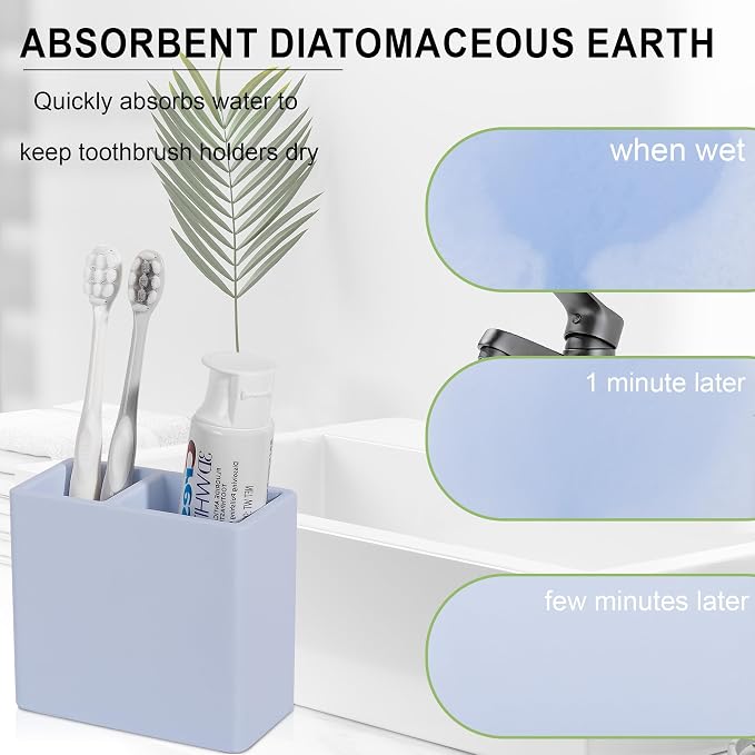 Diatomite Toothbrush Holder 2 Slots Tooth Brush Holder - Image 3