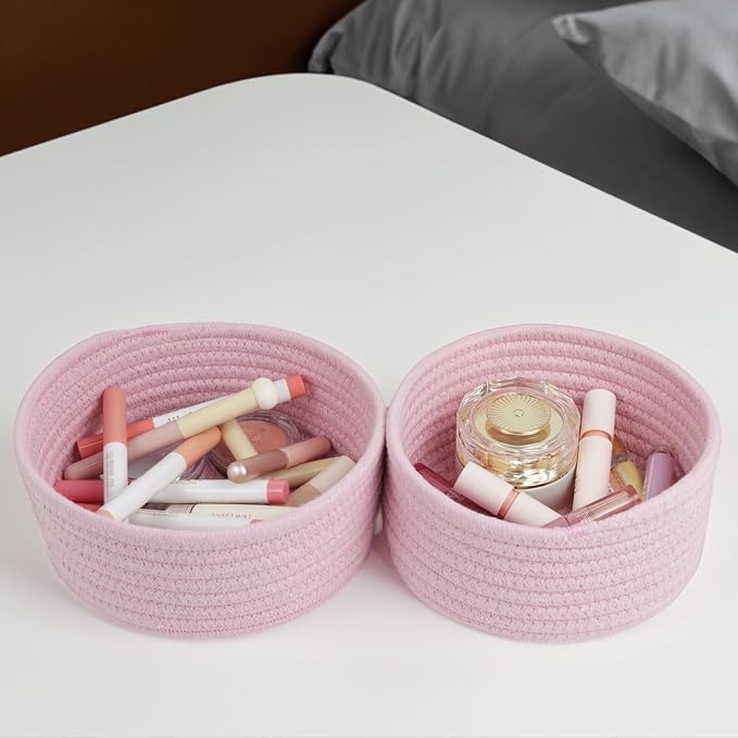 Small Storage Basket, Cotton Rope Small Baskets - Image 3