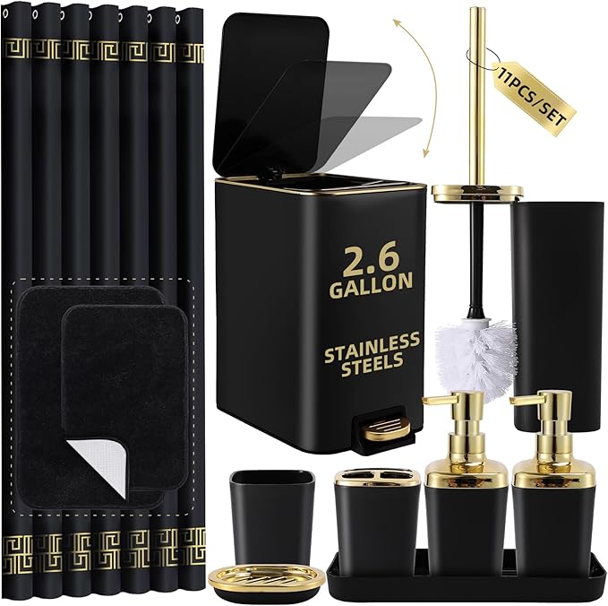 Bathroom Sets with Shower Curtain and Rugs Black Bathroom Accessories Bathroom by BetterbathroomwithXLHOME