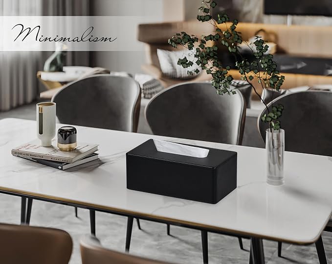 Tissue Box Cover Rectangular 9.8" x 5.3" x 4.3" Refined Modern PU Leather - Image 2