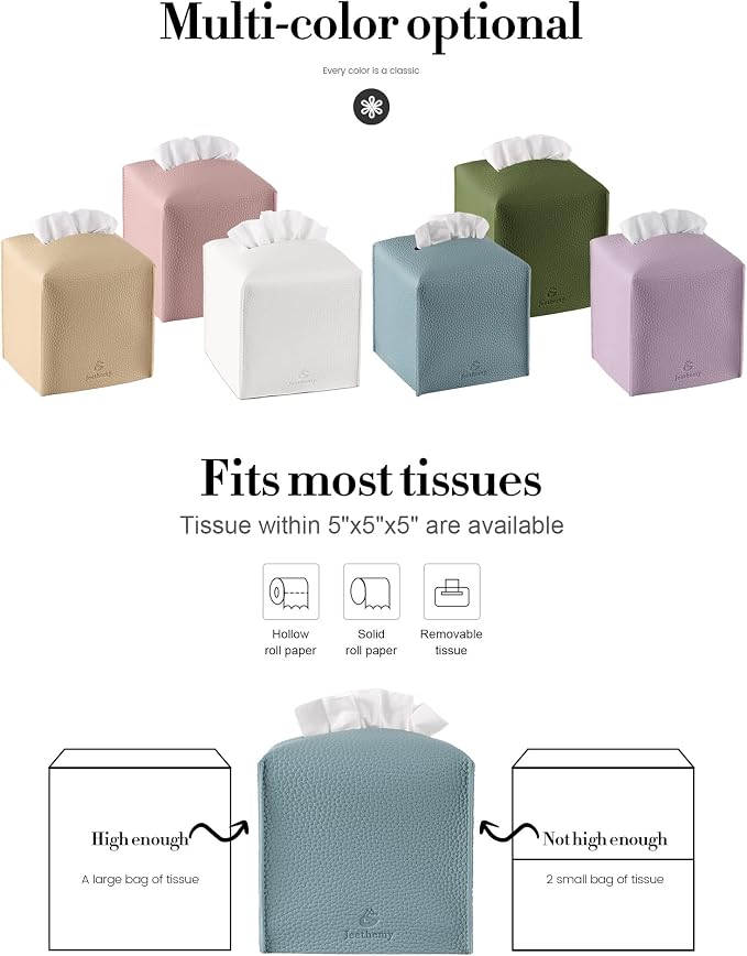 Tissue Box Cover, Jeethemy Square PU Leather Tissue Box Holder, Modern Tissue - Image 3