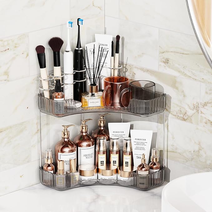 2-Tier Corner Bathroom Counter Organizer - Image 5