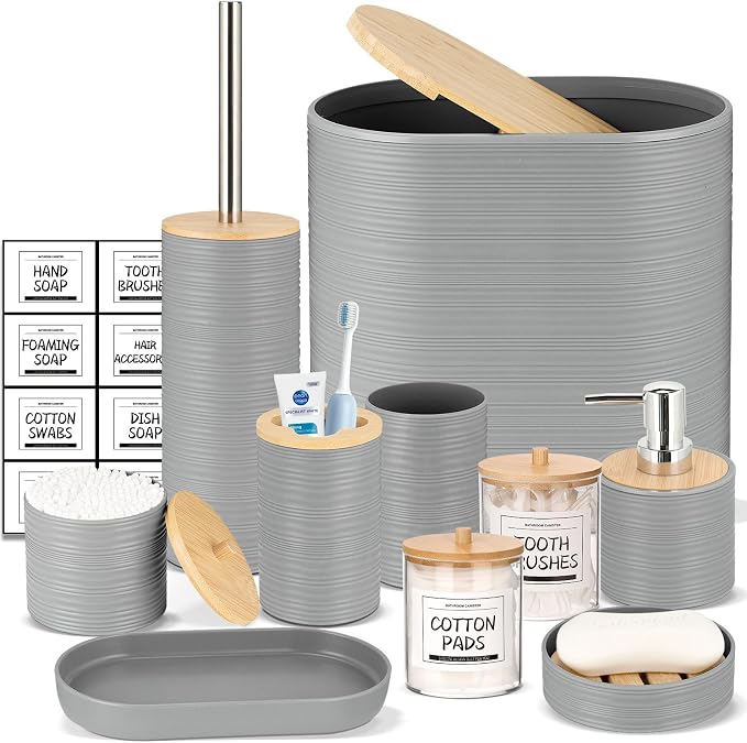 IMAVO Bathroom Accessory Set-11Pcs Grey Bathroom Accessories Set by IMAVO