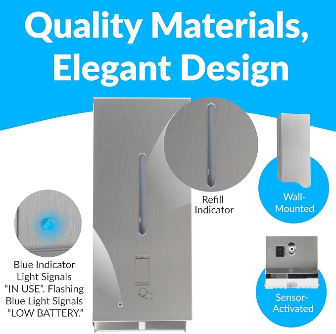 BOBRICK 2013 Stainless Steel Automatic Wall-Mounted Foam Soap Dispenser - Image 4