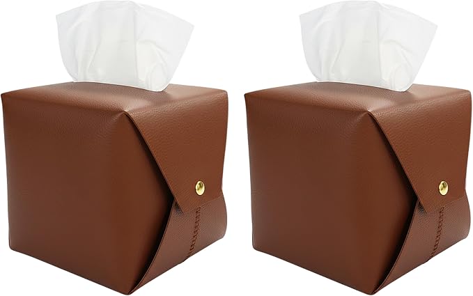Tissue Box Cover Square, Leather Tissue Holder Organizer by Frayot