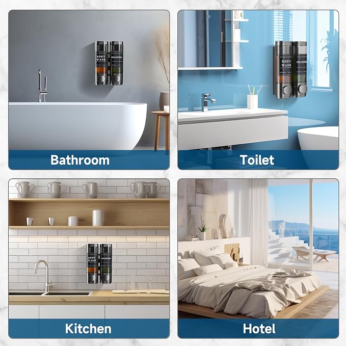 2-Chamber Wall-Mounted Shower Soap Dispenser - Image 2