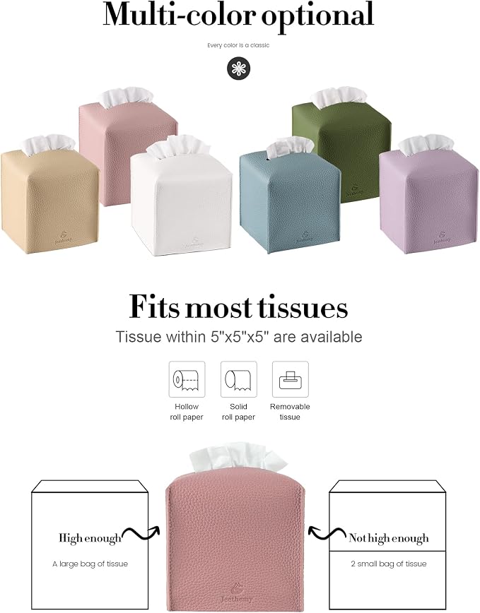 Tissue Box Cover, Jeethemy Square PU Leather Tissue Box Holder, Modern Tissue - Image 6