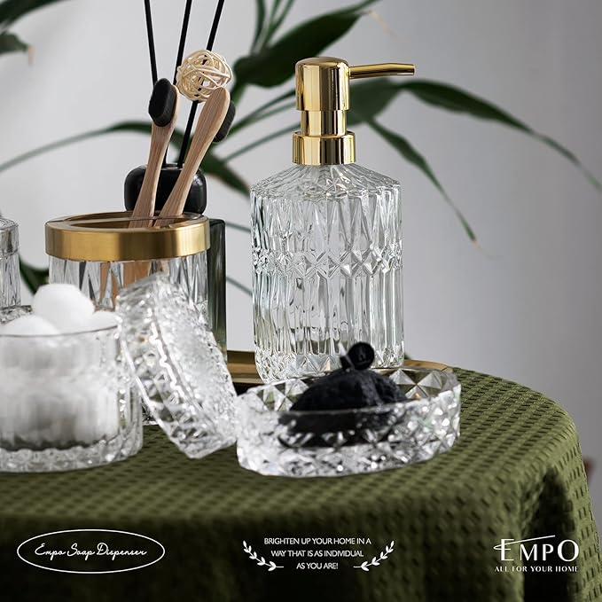 EMPO 6PCS Bathroom Clear Glass Accessories Set, Contemporary Modern Decor - Image 2