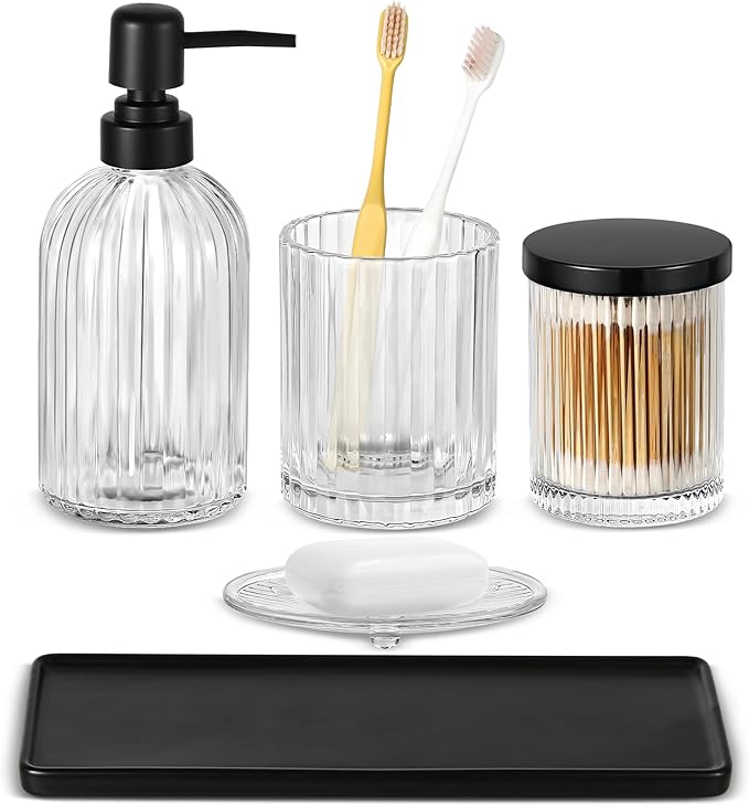 Shinowa Bathroom Accessories Set, Toothbrush Holder, Q-Tips Holder, Soap Dish by Shinowa