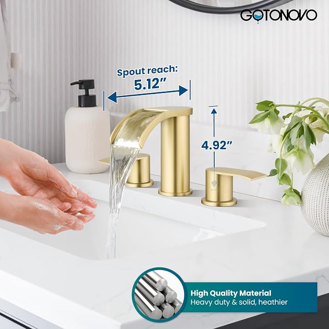 gotonovo Waterfall 8 inch Widespread Bathroom Faucet Set Bathroom Sink Faucet 3 - Image 8