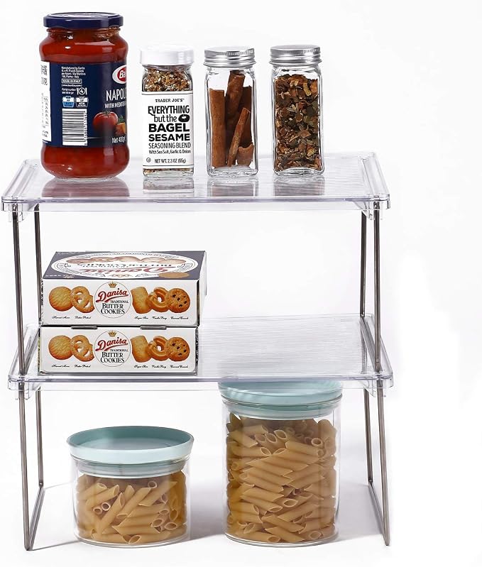 IVYHOME Pantry Organizer, Cabinet Storage Shelf Rack, Stackable Kitchen Cabinet - Image 5