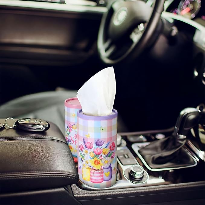 12 Pack Hello Spring Car Tissue Cylinder Holder Bulk - Image 2