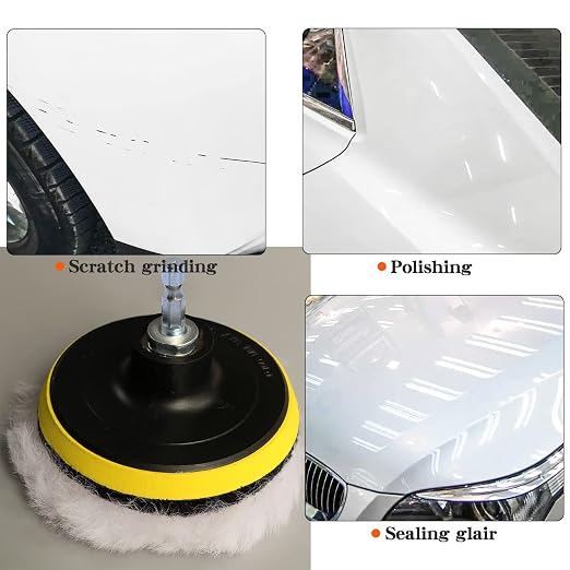9PCS 4" 6 Inch Natural Wool Polishing Buffing Pad Kit, Polishing Buffing Wheel - Image 5