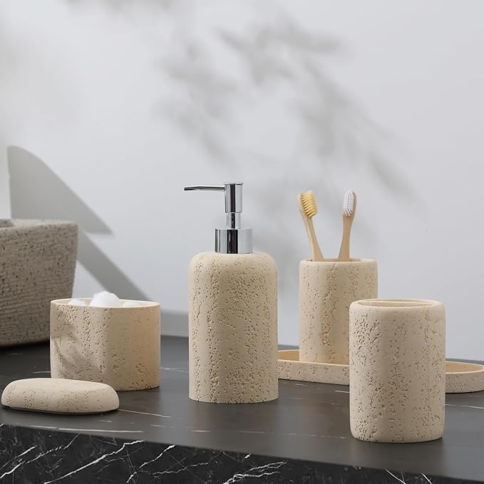 Bathroom Accessories Set, Mouthwash Cup & Toothbrush Holder, Qtip Holder - Image 5