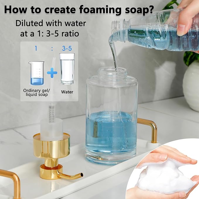 Foaming Soap Dispenser Set, 12 Oz Glass Hand Soap Dispenser - Image 3