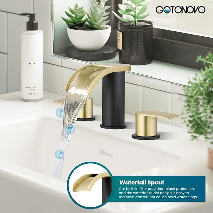 gotonovo Waterfall 8 inch Widespread Bathroom Faucet Set Bathroom Sink Faucet 3 - Image 8
