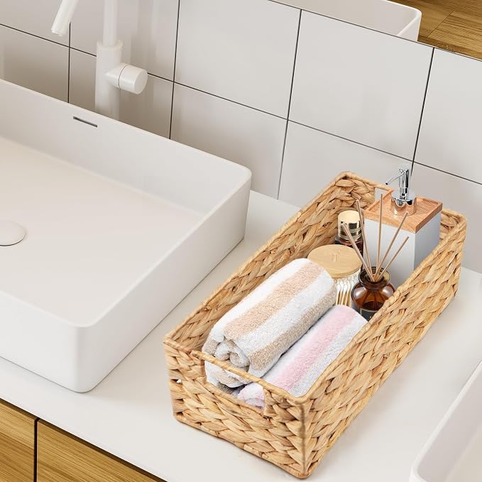 LotFancy Bathroom Basket, 2 Pack Water Hyacinth Toilet Paper Basket, Hand Woven - Image 6