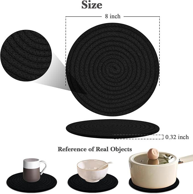 Trivets for Hot Dishes, 4 Pot Holders for Kitchen, Heat Resistant Mats for - Image 2