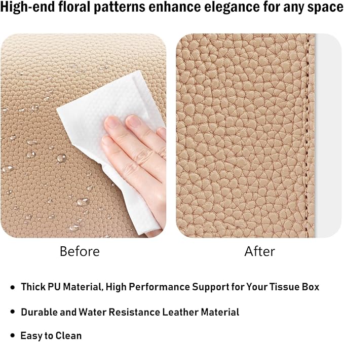 Tissue Box Cover PU Leather Tissue Holder Rectangle Facial Tissue Case Tissue - Image 5