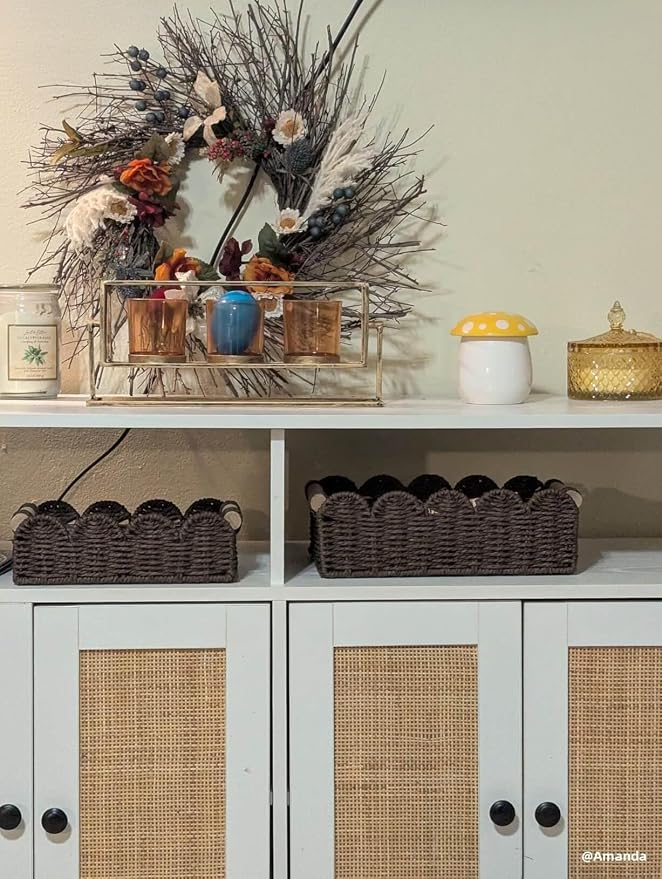 CubesLand Toilet Paper Storage Organizer Basket, Scalloped Decorative Baskets - Image 2