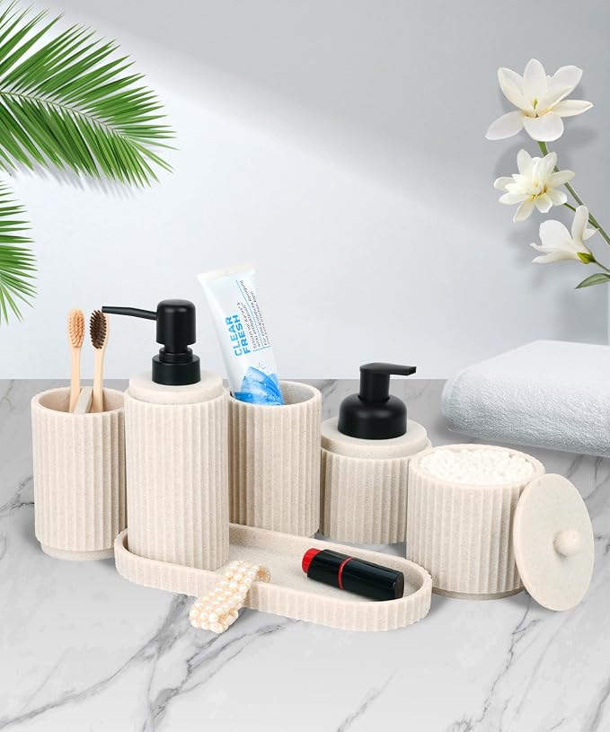 Beige Bathroom Accessory Set - Image 5