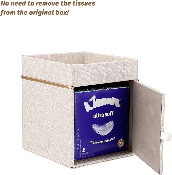 Sumnacon Linen Square Tissue Box Cover - Image 3