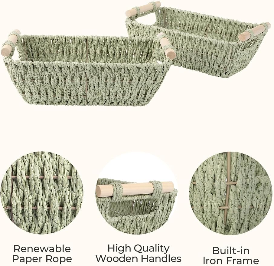 StorageWorks Round Paper Rope Woven Basket - Image 3