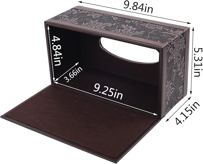 Antique PU Leather Tissue Box Holder Cover Rectangular Napkin Case Dispenser - Image 2