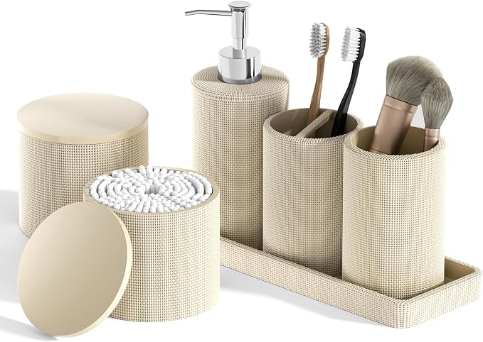 6-Piece Beige Bathroom Set by LetUsMakeHomeYourFavoriteDestination