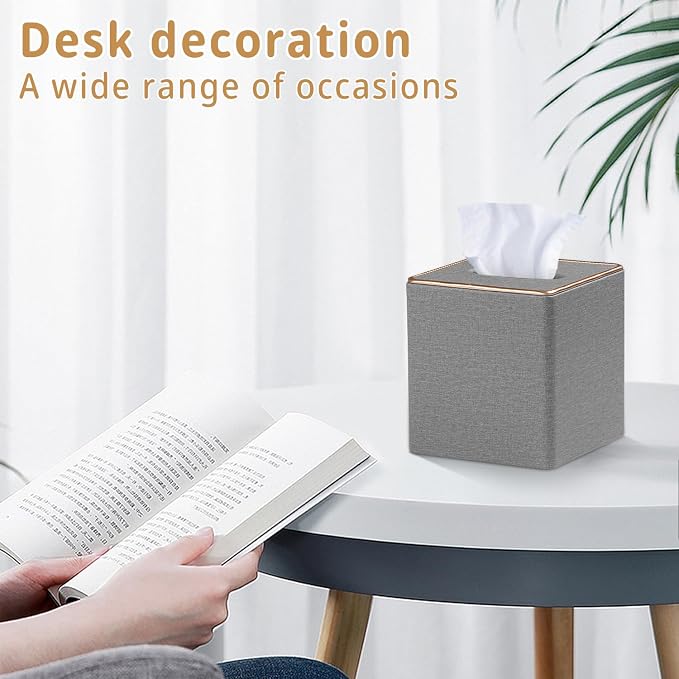 Leather Tissue Box Cover Square, Decorative Cube Tissue Box Holder - Image 7