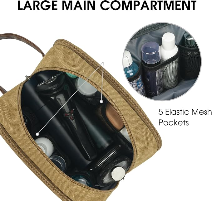 WANDF Travel Toiletry Bag for Men Large Toiletries Shaving Bag Water Resistant - Image 2