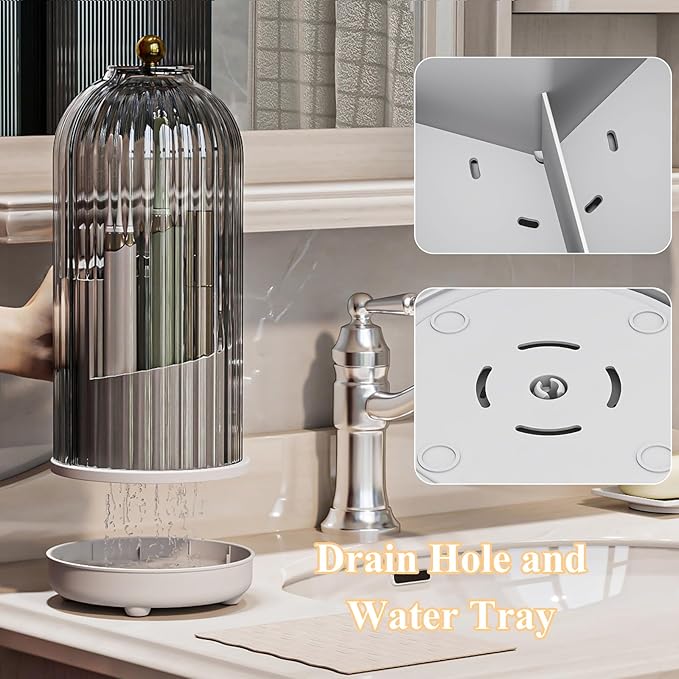 Toothbrush Holders with Cover, Drainage Rotating Electric Toothbrush Organizer - Image 2