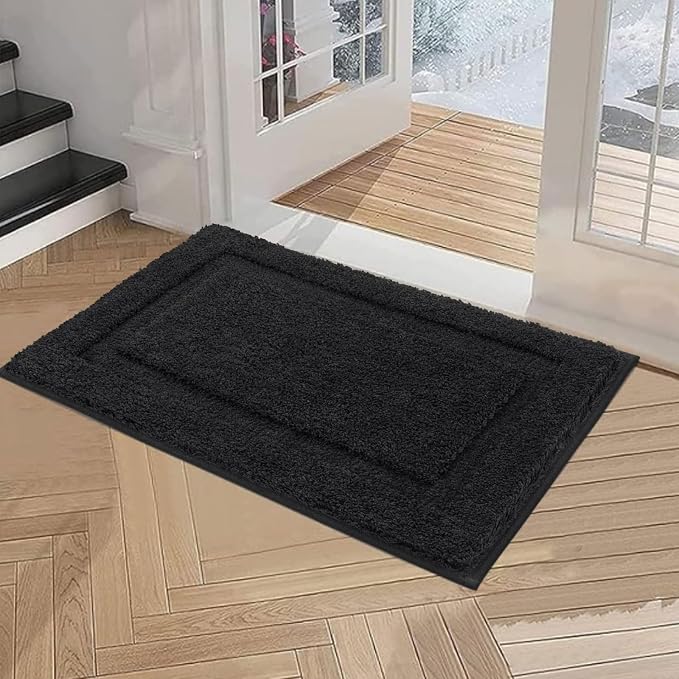 SHACOS Super Soft Black Bathroom Rugs Set of 2 Pieces 32 x 20 inch Microfiber - Image 9