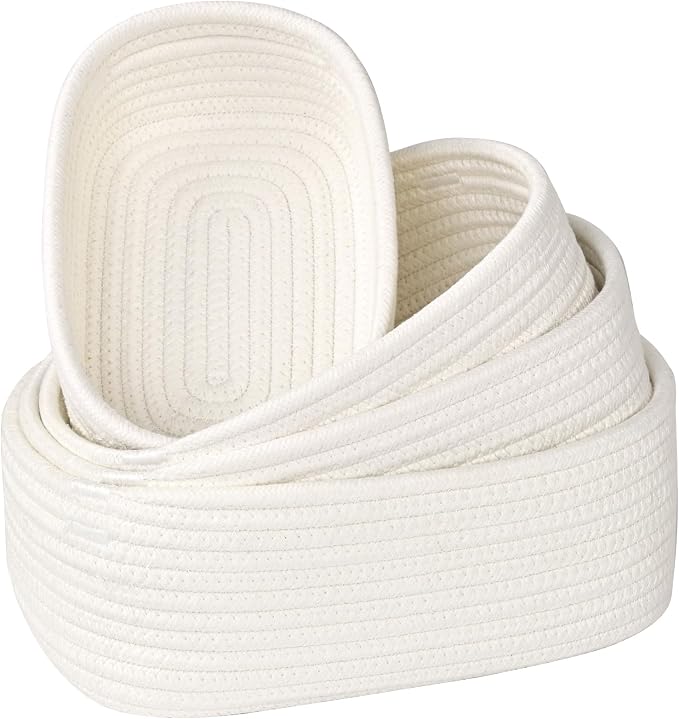 Storage Baskets for Organizing, Small Woven Basket Set of 4 by Degeyoyo