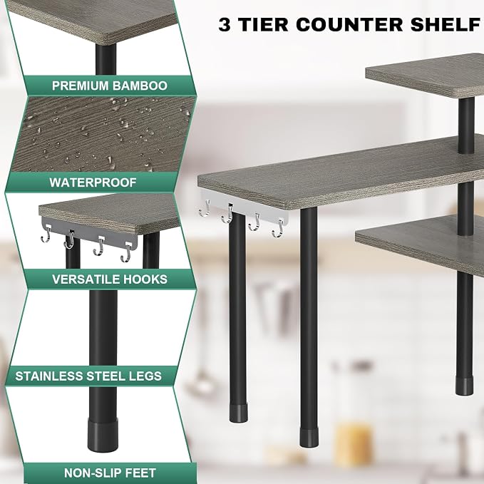 ZHWS Kitchen Countertop Organizer, Bathroom Counter Organizer, Adjustable 3 - Image 7