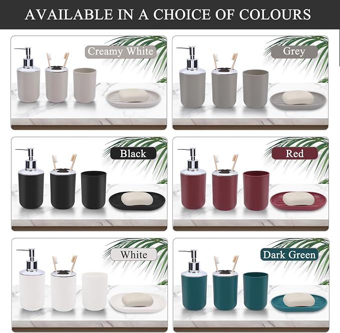 4 Piece Bathroom Accessories Set, Plastic Bathroom Accessory Set, Toothbrush - Image 5