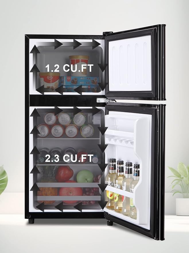 Mini Fridge With Freezer, 3.5 Cu. Ft Compact Refrigerator With 2 Doors - Image 4